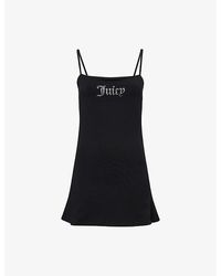 Juicy Couture - Hayley Rhinestone-Branding Stretch-Woven Mini Dress - Lyst