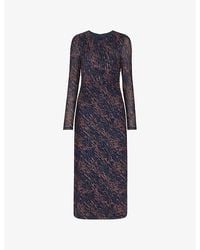 Whistles - Abstract Marks Mesh Midi Dress - Lyst