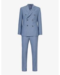 Emporio Armani - Stripe-print Double-breasted Virgin-wool Suit - Lyst