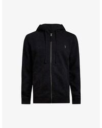 AllSaints - Raven Logo-Embroidered Zip-Up Cotton Hoody - Lyst