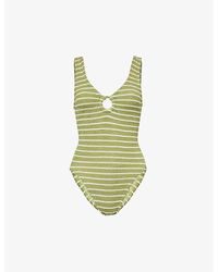 Hunza G - Celine Plunge-neck Swimsuit - Lyst