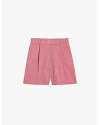 Ted Baker - Hirokos Pleated High-rise Stretch-woven Shorts - Lyst