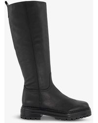 Dune - Tristina Chunky-sole Pull-on Leather Knee-high Boots - Lyst