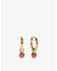 Monica Vinader - July Birthstone 18Ct- Vermeil And Ruby Huggie Earrings - Lyst