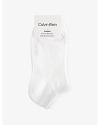 Calvin Klein - Branded Pack Of Two Woven Ankle Socks - Lyst