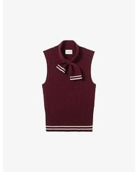 Claudie Pierlot - Striped Sleeveless Wool-Cashmere Blend Vest - Lyst
