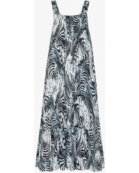 Whistles - Rhea Tiger-print Tiered-hem Cotton Midi Dress - Lyst