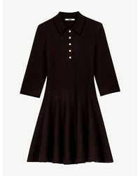 Maje - Polo-Collar Slim-Fit Knitted Mini Dress - Lyst