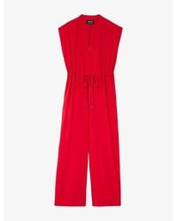 Whistles - Sleeveless Drawstring-Waist Woven Jumpsuit - Lyst