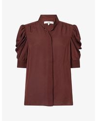 FRAME - The Gillian Puff-Sleeve Silk Top - Lyst