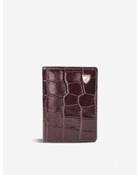 Aspinal of London - Double Fold Croc-embossed Leather Card Holder - Lyst