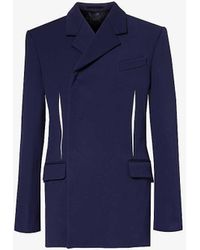 Ferragamo - Double-breasted Contrast-embellished Regular-fit Stretch-woven Jacket - Lyst