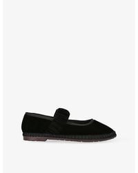 Flabelus - Mafalda Scrunched-Strap Cotton-Velvet Ballet Flats - Lyst