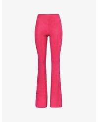 GOOD AMERICAN - Crystal-embellished Flared High-rise Stretch-cotton Trousers X - Lyst