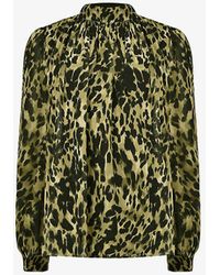 Ro&zo - Long-sleeved Leopard-print Recycled-polyester Blouse - Lyst