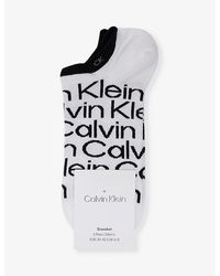 Calvin Klein - Branded Ribbed-trim Pack Of Two Cotton-blend Socks - Lyst