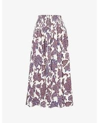 ME+EM - Shirred-Waist Floral-Print Cotton Maxi Skirt - Lyst