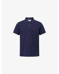 Ami Paris - Logo-Embroidered Cotton Polo T-Shirt - Lyst