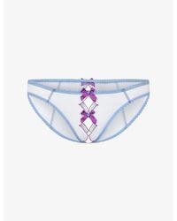 Agent Provocateur - Lorna Bow-Embellished Mesh Ouvert Briefs - Lyst