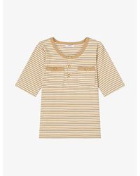 LK Bennett - Charlie Striped Stretch-cotton T-shirt - Lyst