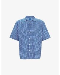 HUGO - Logo-Print Relaxed-Fit Short-Sleeve Cotton Shirt - Lyst
