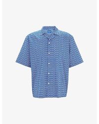 HUGO - Logo-Print Relaxed-Fit Short-Sleeve Cotton Shirt - Lyst