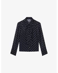LK Bennett - Hester Spot-Print Ruffle-Trim Woven Blouse - Lyst