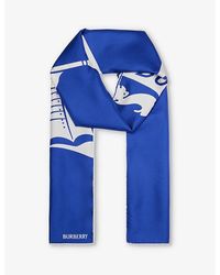 Burberry - Equestrian Design Graphic-print Large Silk Scarf - Lyst