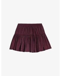 Maje - Rhinestone Elasticated-Waist Stretch Cotton-Blend Mini Skirt - Lyst