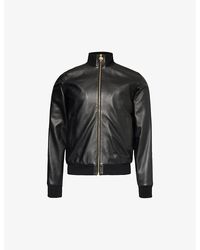 Palm Angels - High-neck Ribbed-trim Leather Jacket - Lyst