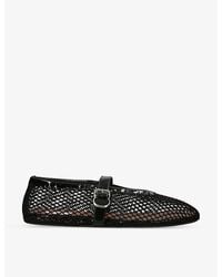 Alaïa - Rhinestone-Embellished Leather Ballet Flats - Lyst
