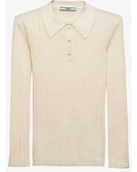 Prada - Ribbed Slim-fit Cashmere And Silk-blend Polo Jumper - Lyst