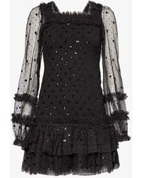 Needle & Thread - Polka Dot Sequin-embellished Recycled-polyester Mini Dress - Lyst