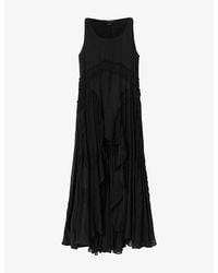 AllSaints - Dorina Frill-Hem Sleeveless Cotton Midi Dress - Lyst