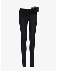 Magda Butrym - Floral-embellished Skinny-leg Mid-rise Stretch-woven Trousers - Lyst
