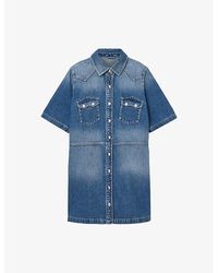 AllSaints - Rock Flap-Pocket Denim Mini Dress - Lyst