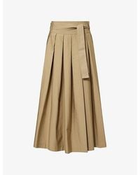 Weekend by Maxmara - Agiate Pleated Cotton-Poplin Midi Skirt - Lyst