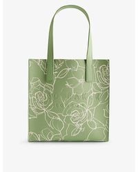 Ted Baker - Linecon Linear-floral Small Icon Faux-leather Tote - Lyst