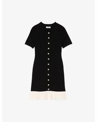 Sandro - Ruffle-Trim Knitted Mini Dress - Lyst