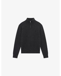 The Kooples - Half-Zip Brand-Embroidered Wool-Blend Sweatshirt - Lyst