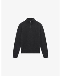 The Kooples - Half-Zip Brand-Embroidered Wool-Blend Sweatshirt - Lyst