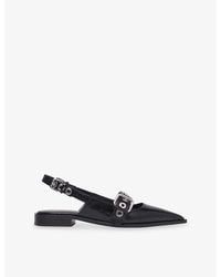 Maje - Eyelet-Embellished Leather Slingback Flats - Lyst