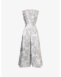 Huishan Zhang - Kyle Floral Jacquard Midi Dress - Lyst