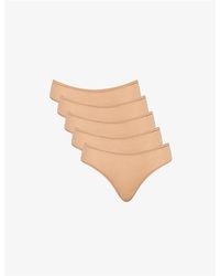 Skims - Mid-Rise Pack-Of-Five Stretch-Woven Thongs - Lyst