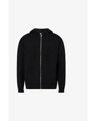 Loewe - Logo-Embroidered Zip-Up Stretch-Wool Hoody - Lyst