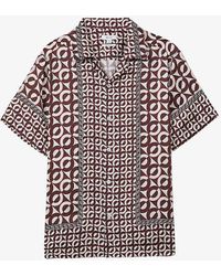 Reiss - Prentice Geometric-print Short-sleeve Woven Shirt - Lyst