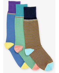 Paul Smith - Stripe-pattern Pack Of Three Cotton-blend Socks - Lyst