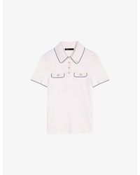 Maje - Flap-Pocket Ribbed Stretch-Knit Polo Shirt - Lyst
