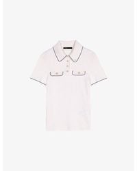 Maje - Flap-Pocket Ribbed Stretch-Knit Polo Shirt - Lyst