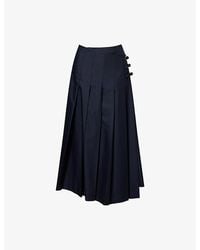 RÓHE Frames - Pleated Wrap Wool-Blend Midi Skirt - Lyst